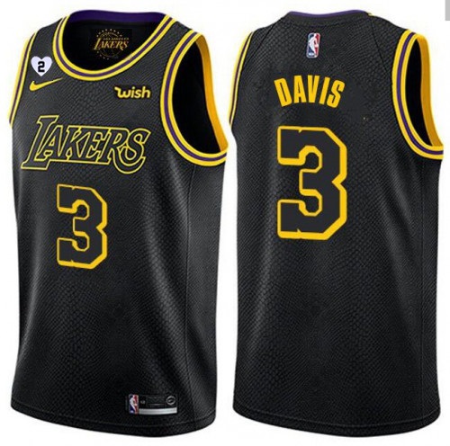 Men's Los Angeles Lakers #3 Anthony Davis With Gigi Patch Black Stitched Jersey
